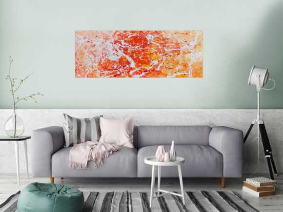 Abstraktes Acrylgemälde modern orange und weiß