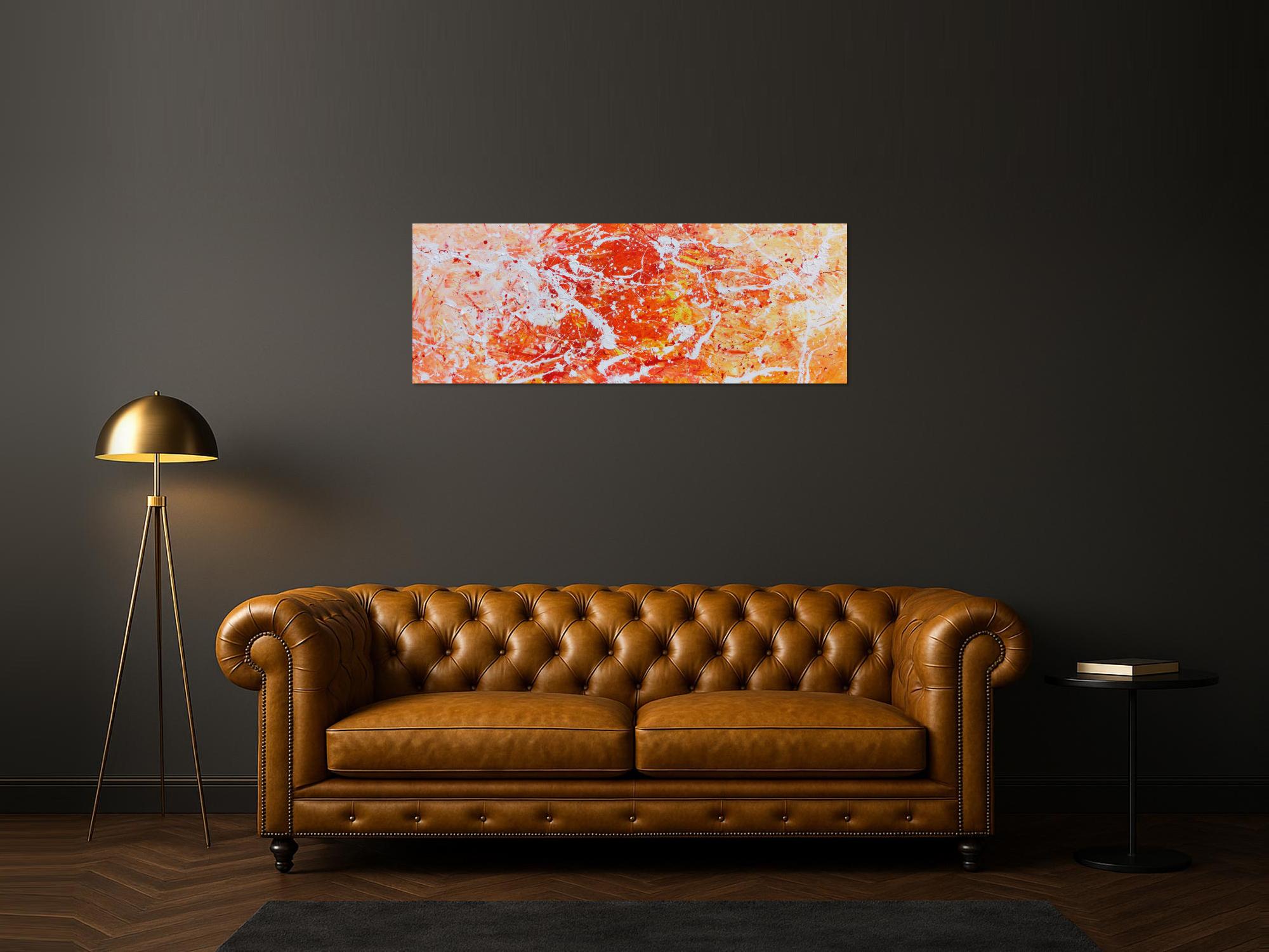 Abstraktes Acrylgemälde modern orange und weiß