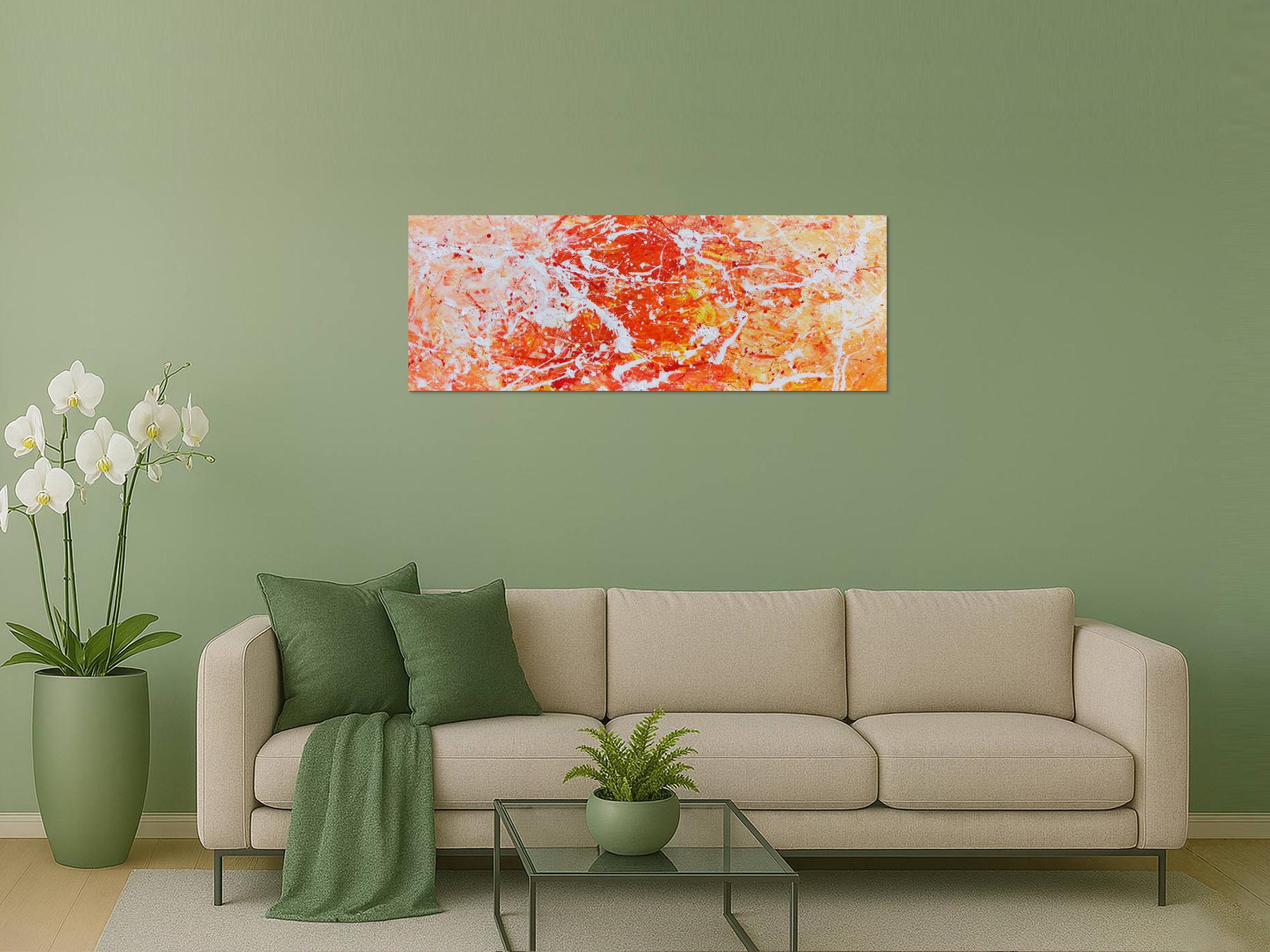 Abstraktes Acrylgemälde modern orange und weiß