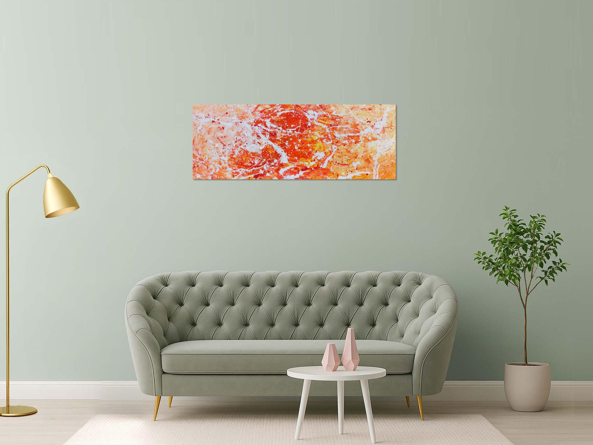 Abstraktes Acrylgemälde modern orange und weiß