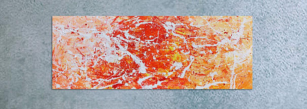 Abstraktes Acrylgemälde modern orange und weiß