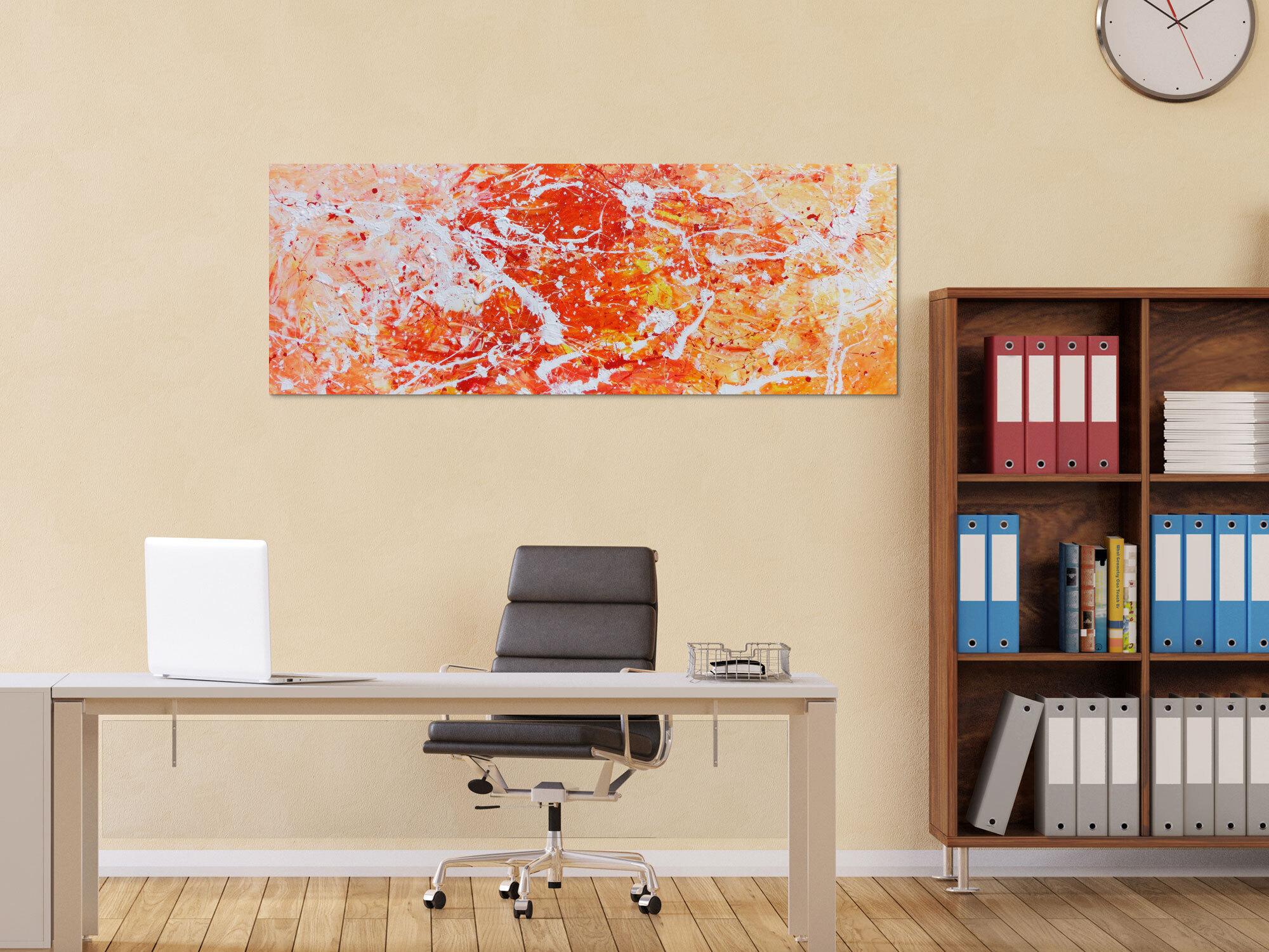 Abstraktes Acrylgemälde modern orange und weiß