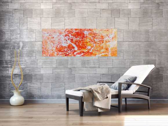Abstraktes Acrylgemälde modern orange und weiß