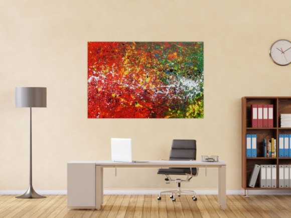 Abstraktes Acrylbild rot und grün modern und bunt