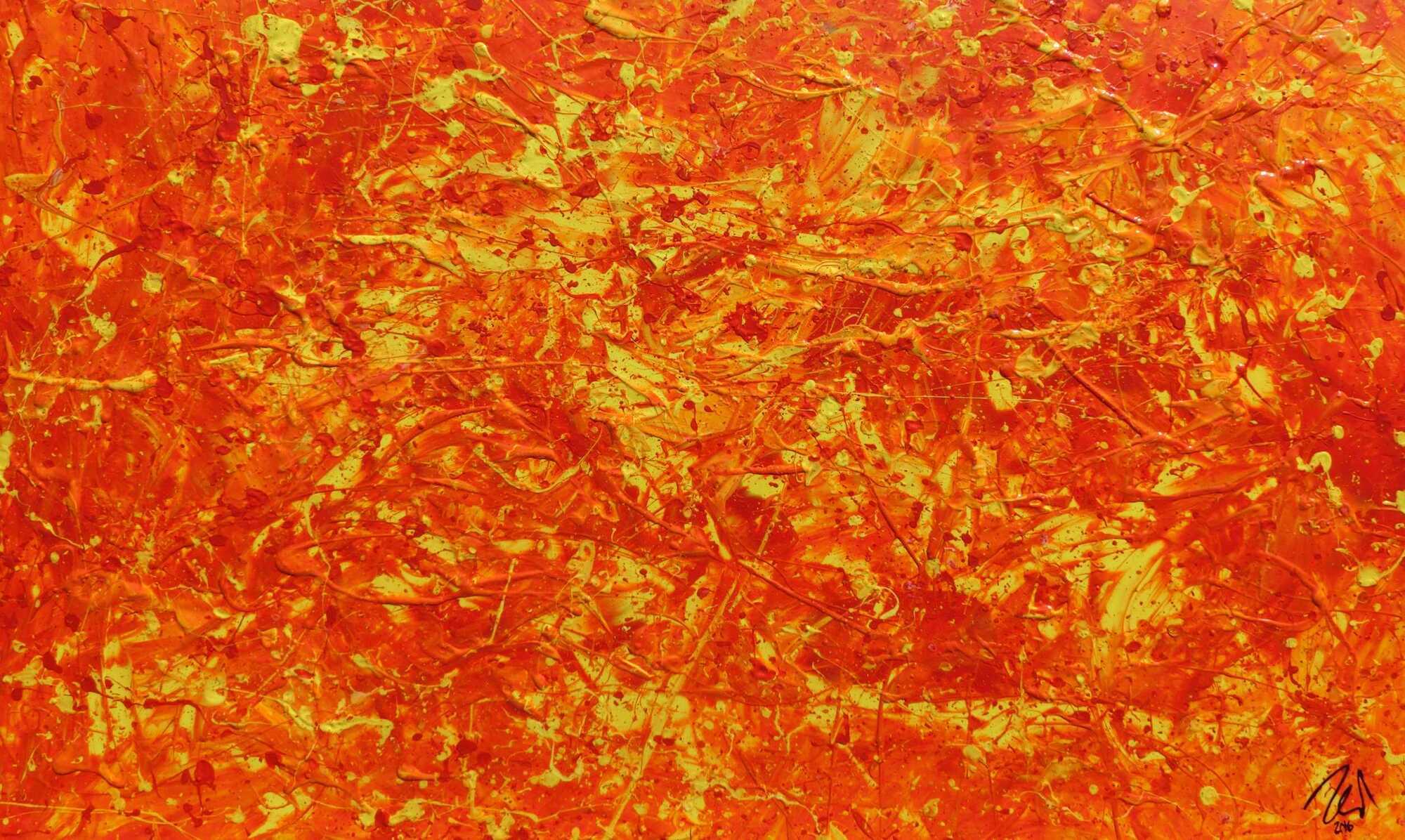 Modernes abstraktes Acrylbild in orange