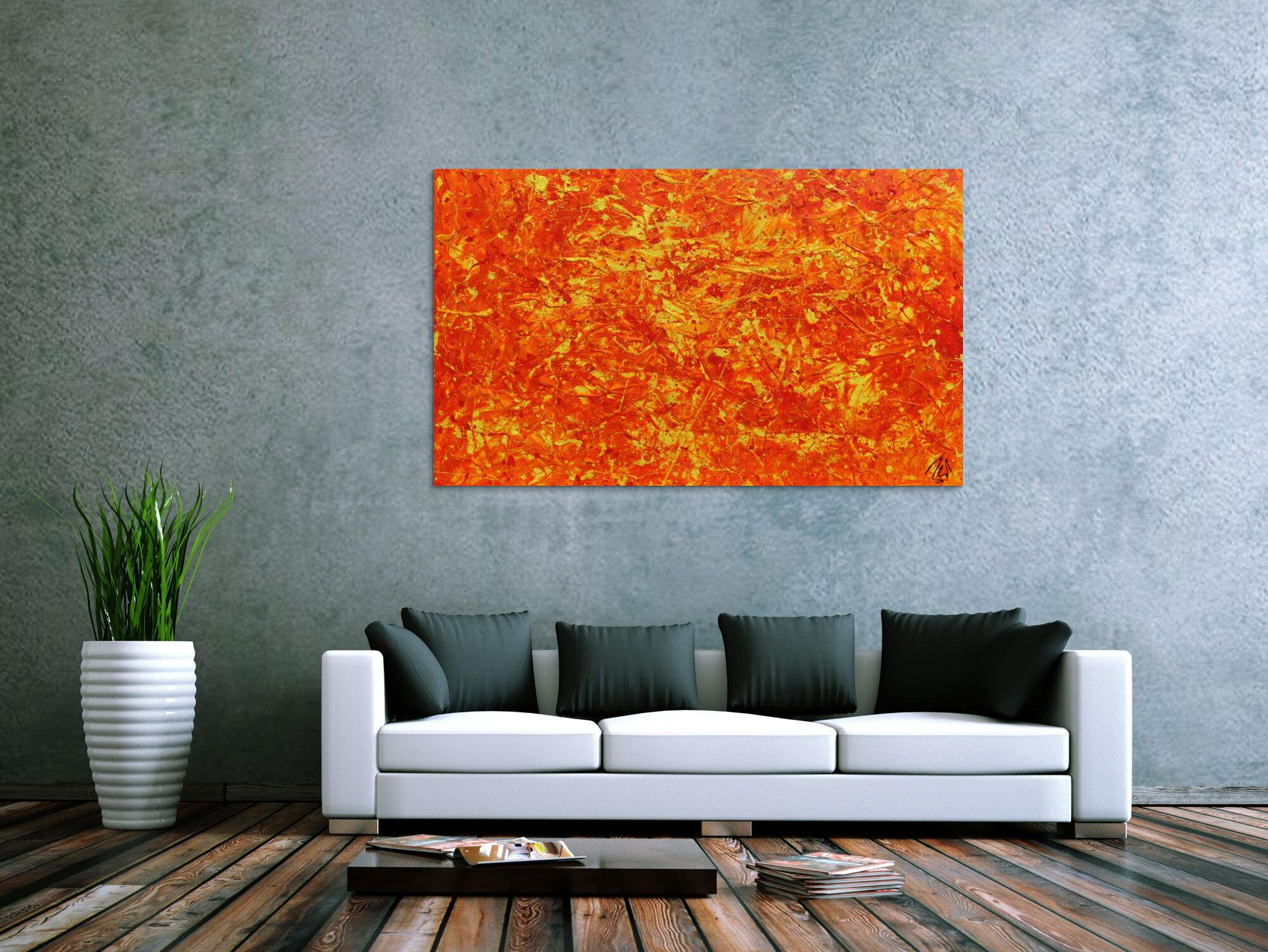 Modernes abstraktes Acrylbild in orange