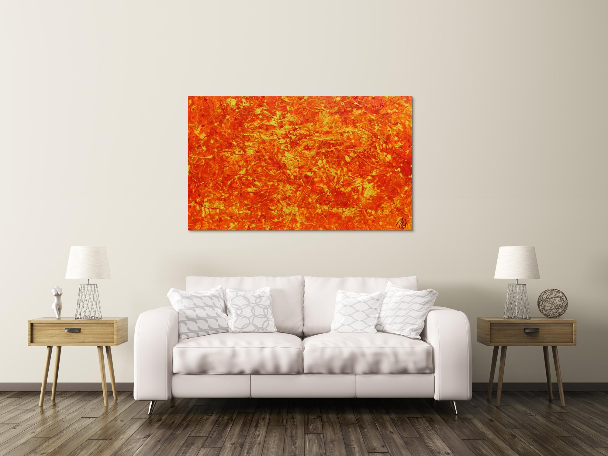 Modernes abstraktes Acrylbild in orange