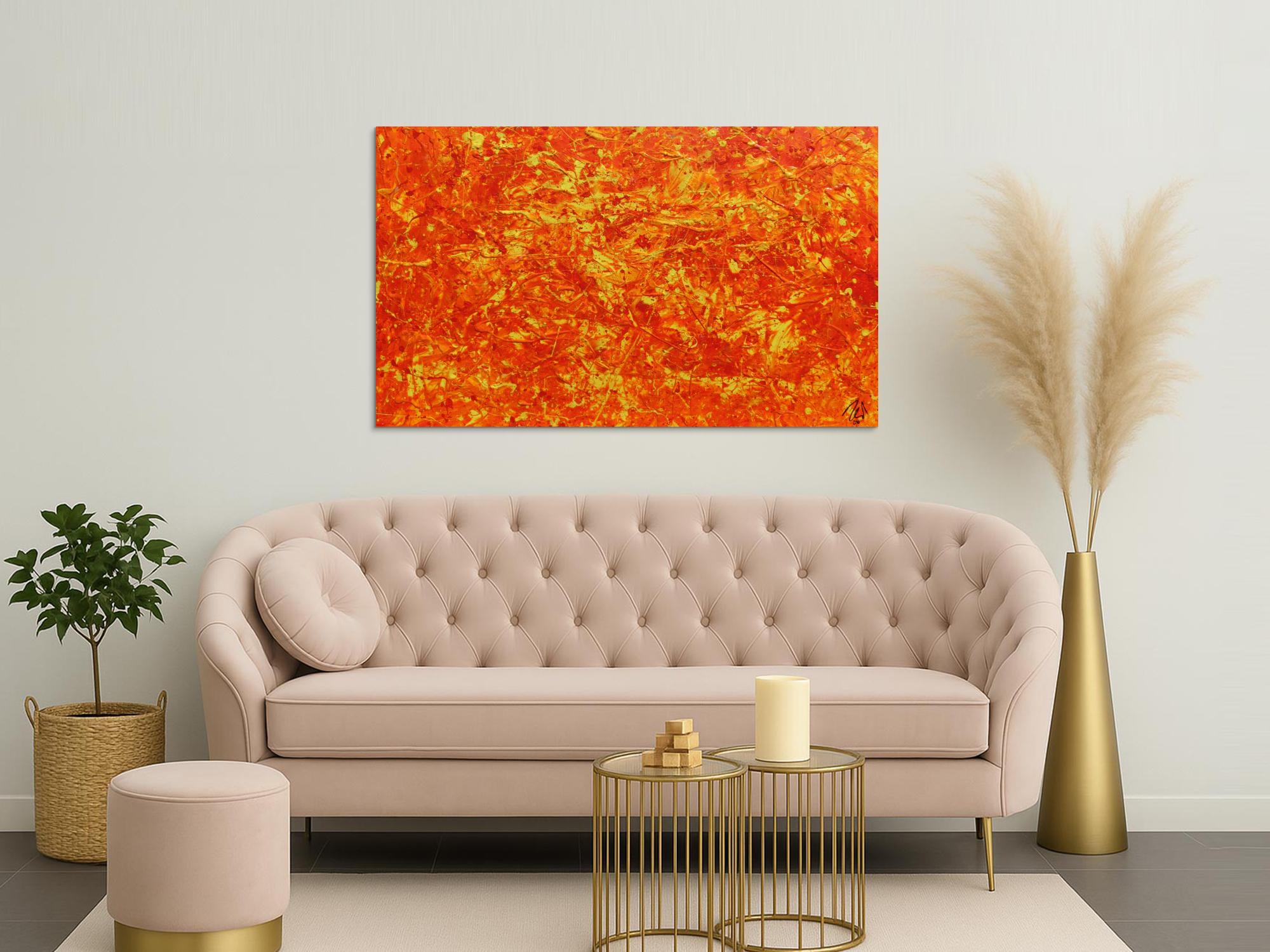 Modernes abstraktes Acrylbild in orange