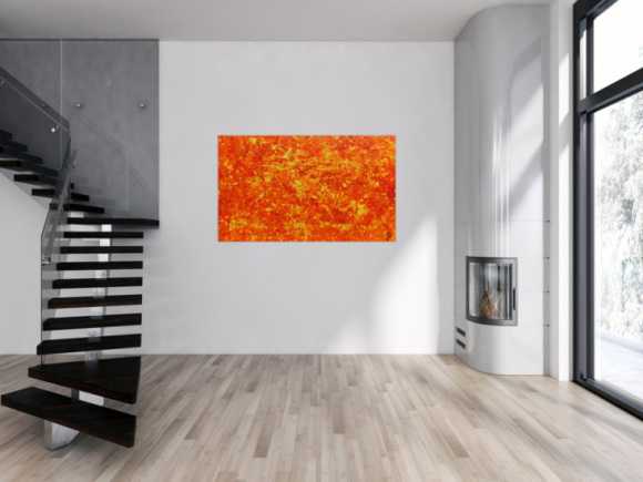 Modernes abstraktes Acrylbild in orange