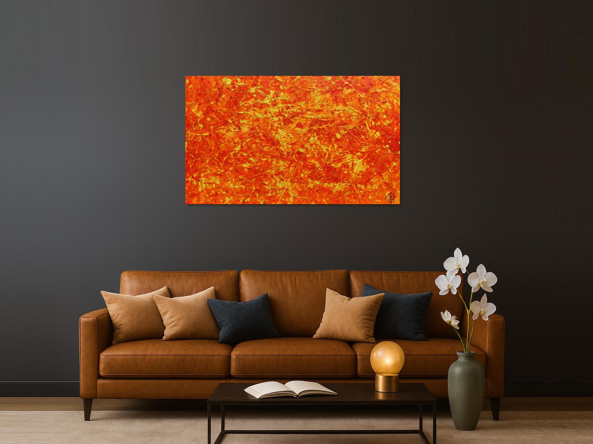 Modernes abstraktes Acrylbild in orange