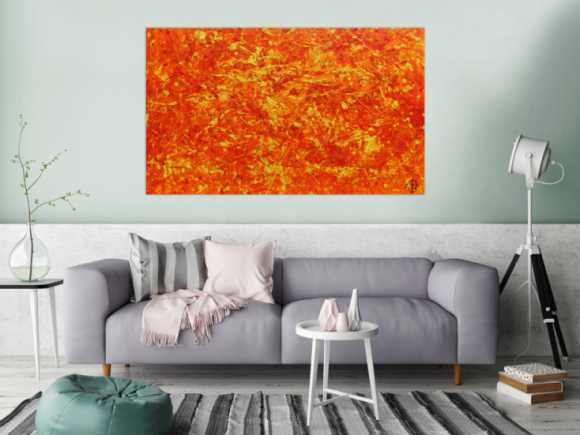 Modernes abstraktes Acrylbild in orange