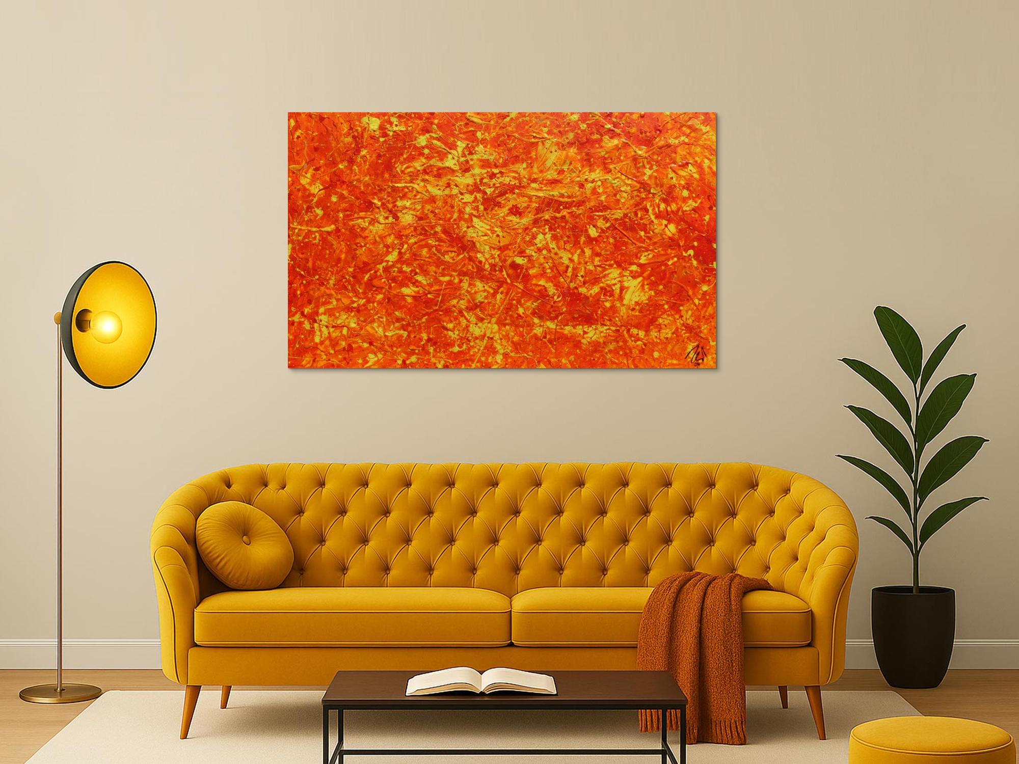 Modernes abstraktes Acrylbild in orange