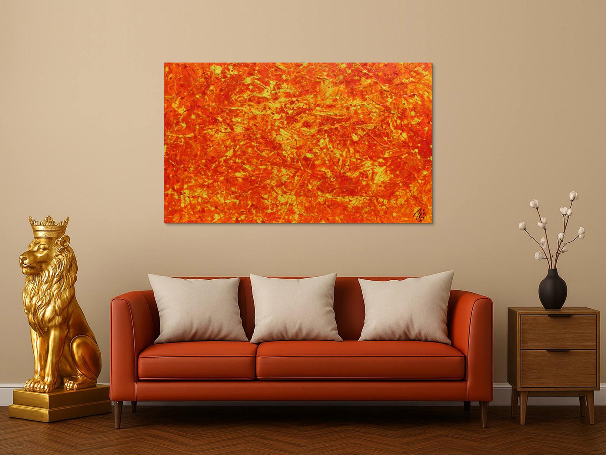 Modernes abstraktes Acrylbild in orange
