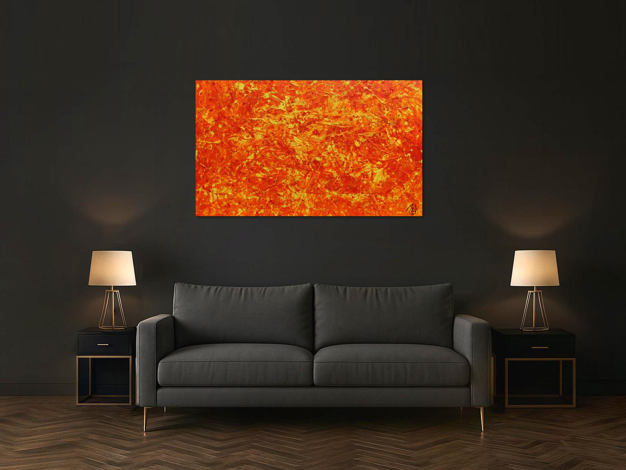 Modernes abstraktes Acrylbild in orange