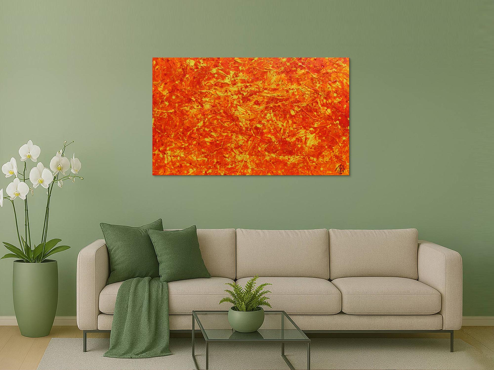 Modernes abstraktes Acrylbild in orange