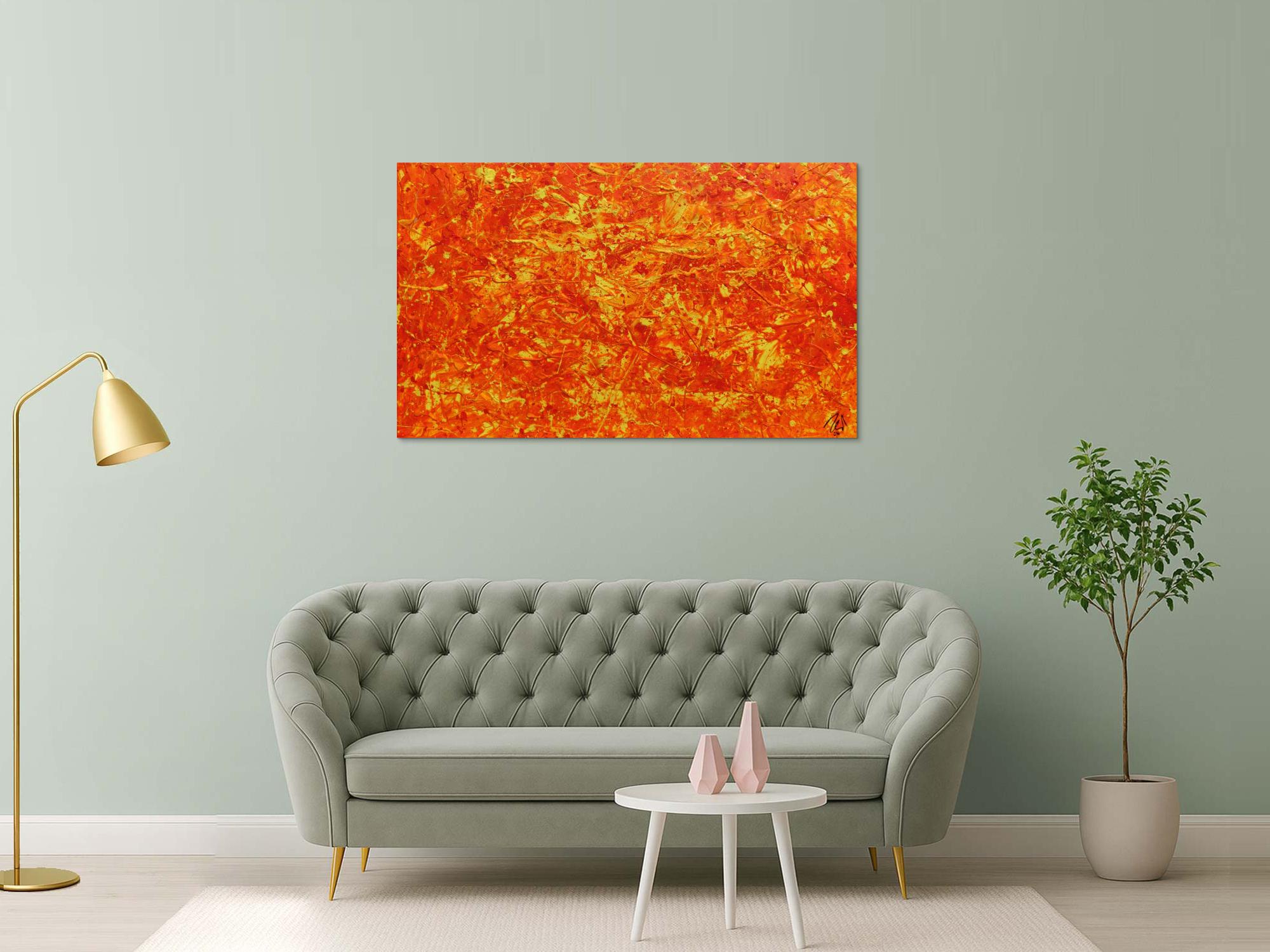 Modernes abstraktes Acrylbild in orange