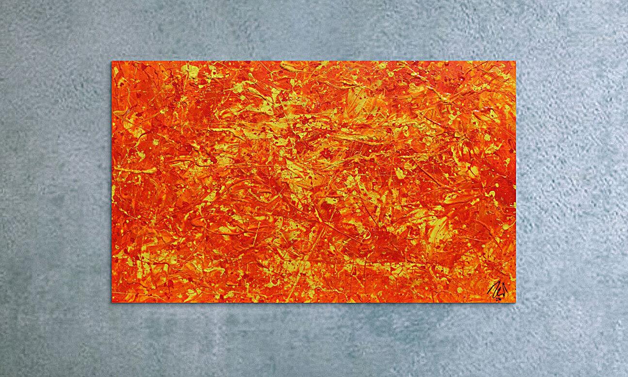 Modernes abstraktes Acrylbild in orange