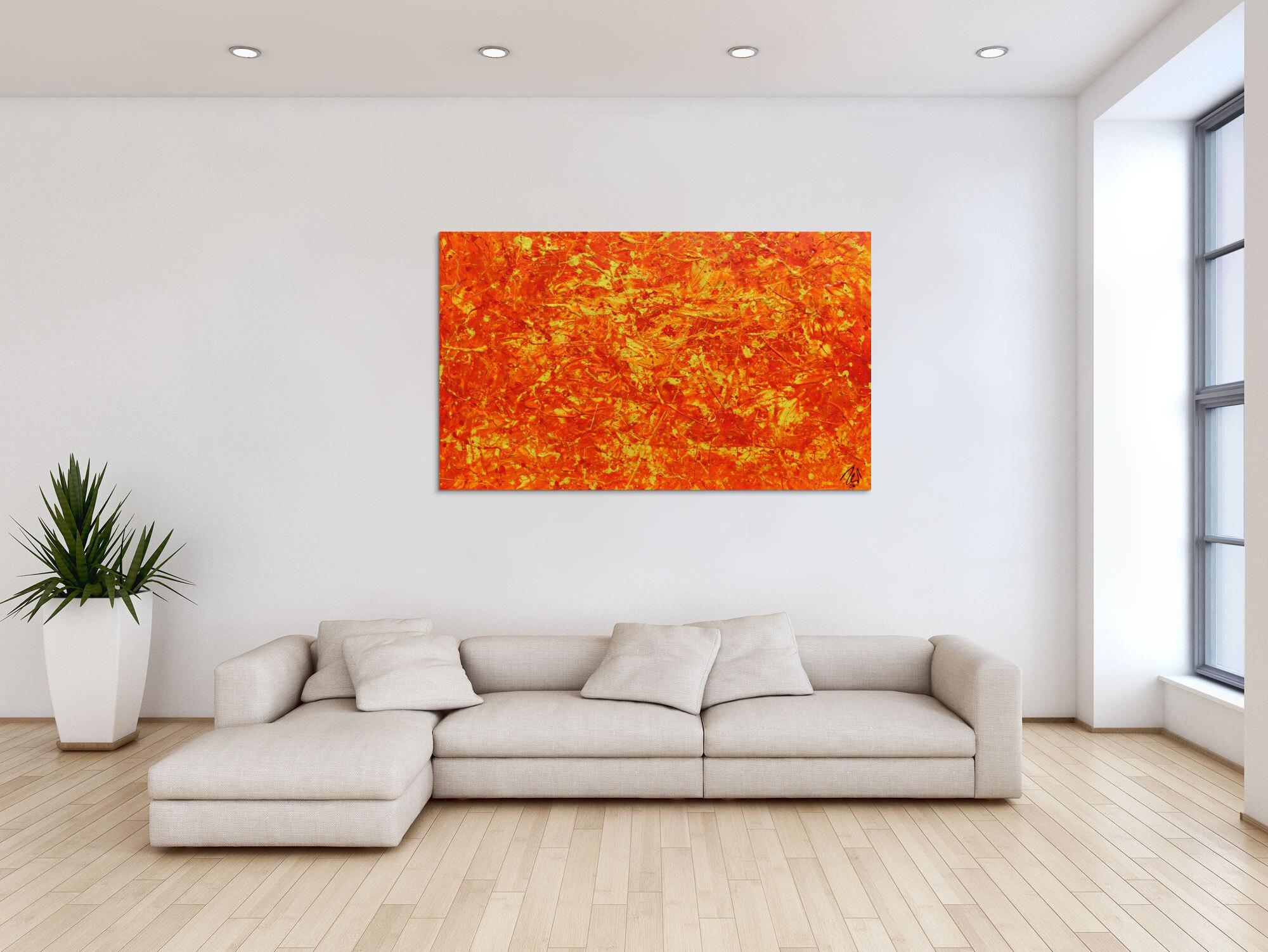 Modernes abstraktes Acrylbild in orange