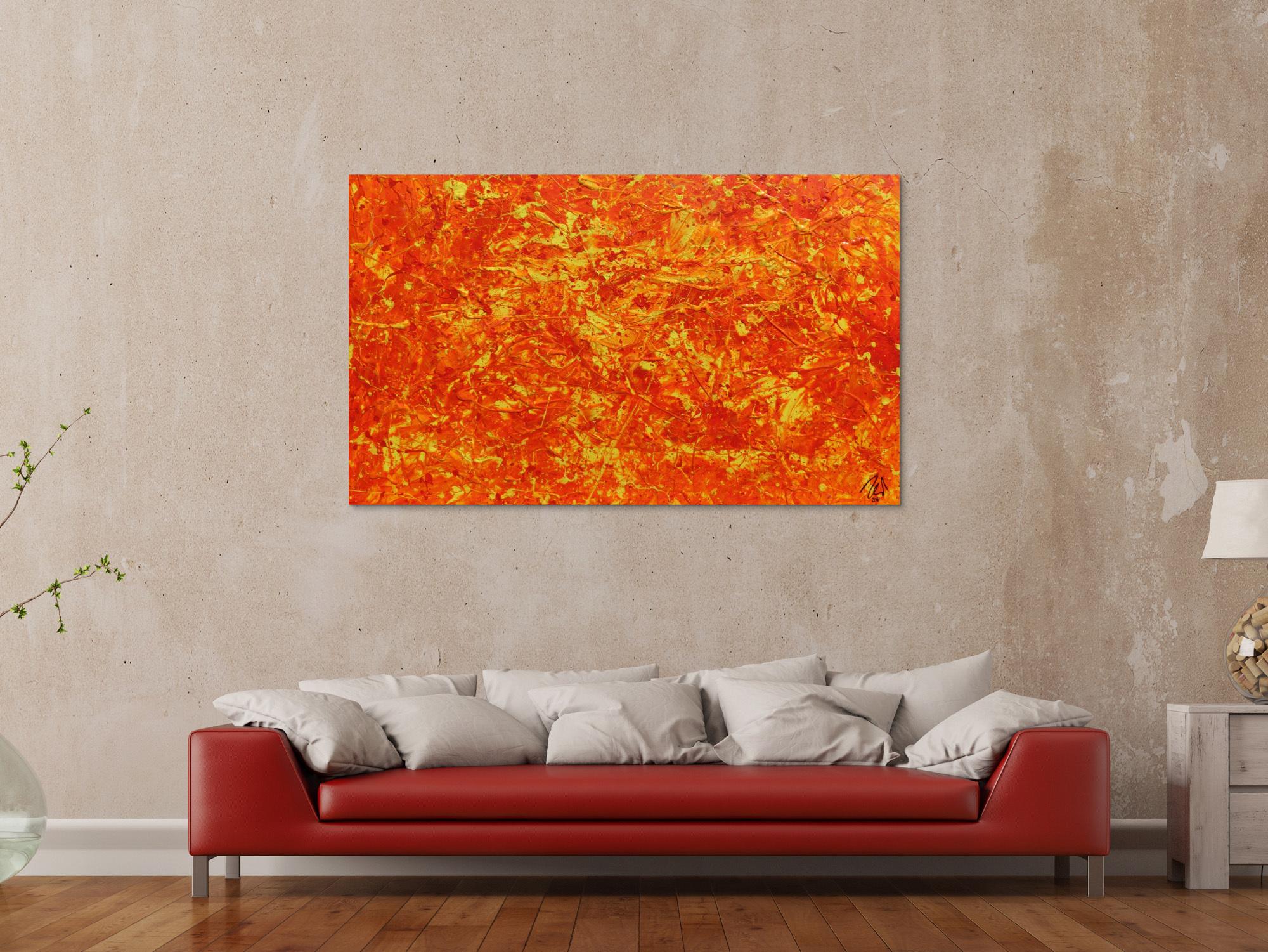 Modernes abstraktes Acrylbild in orange