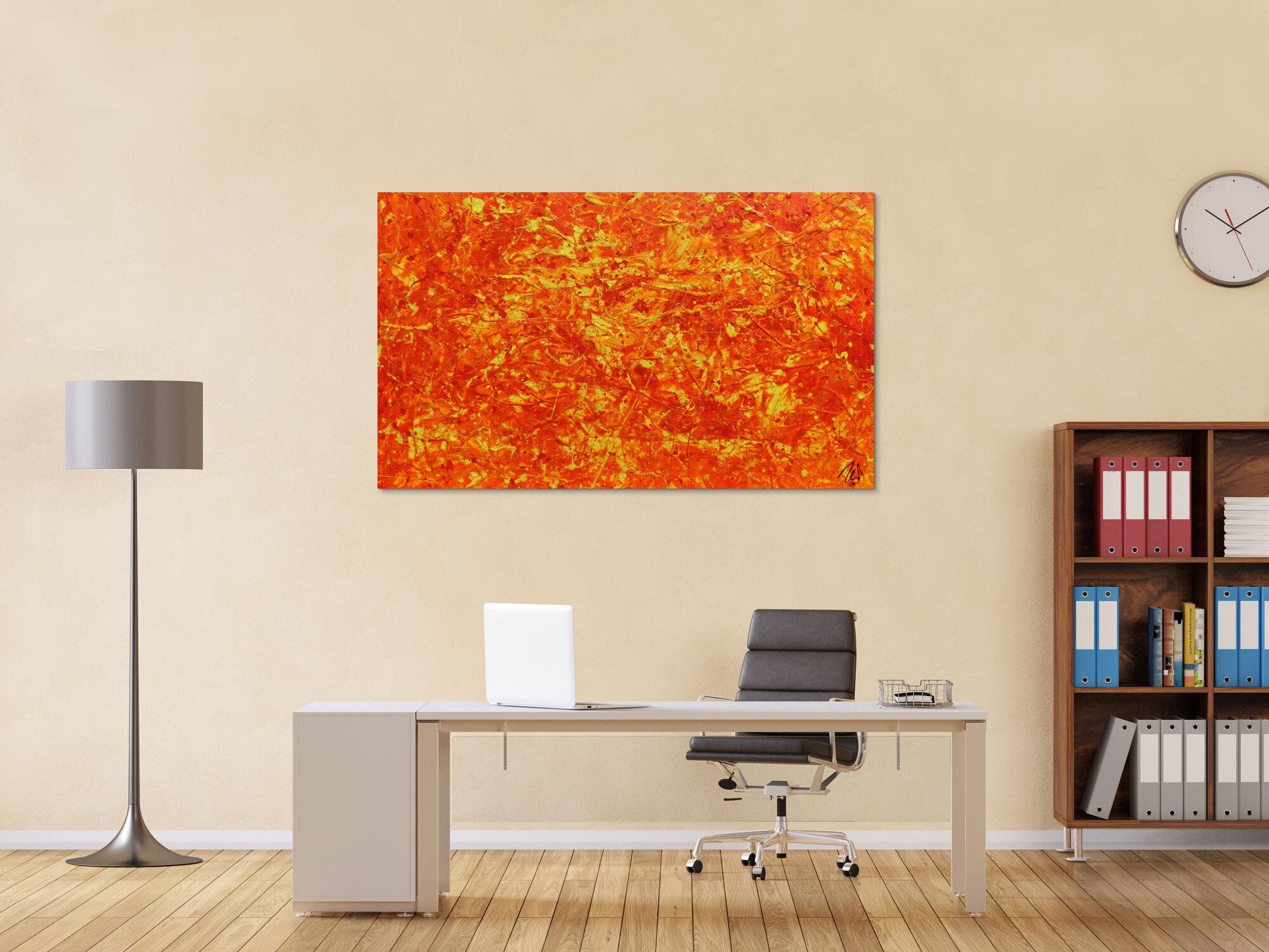 Modernes abstraktes Acrylbild in orange