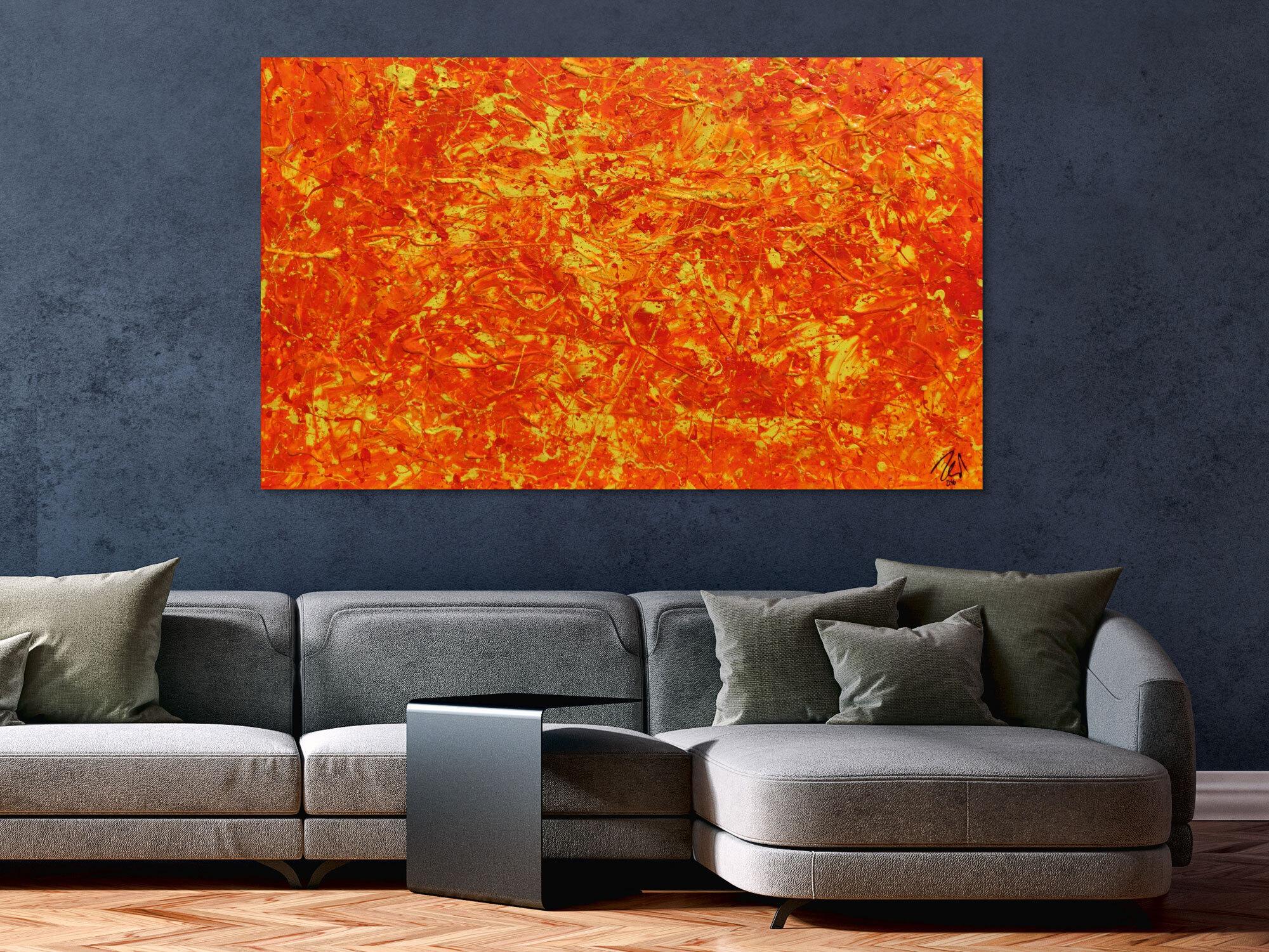 Modernes abstraktes Acrylbild in orange