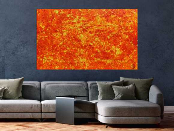 Modernes abstraktes Acrylbild in orange