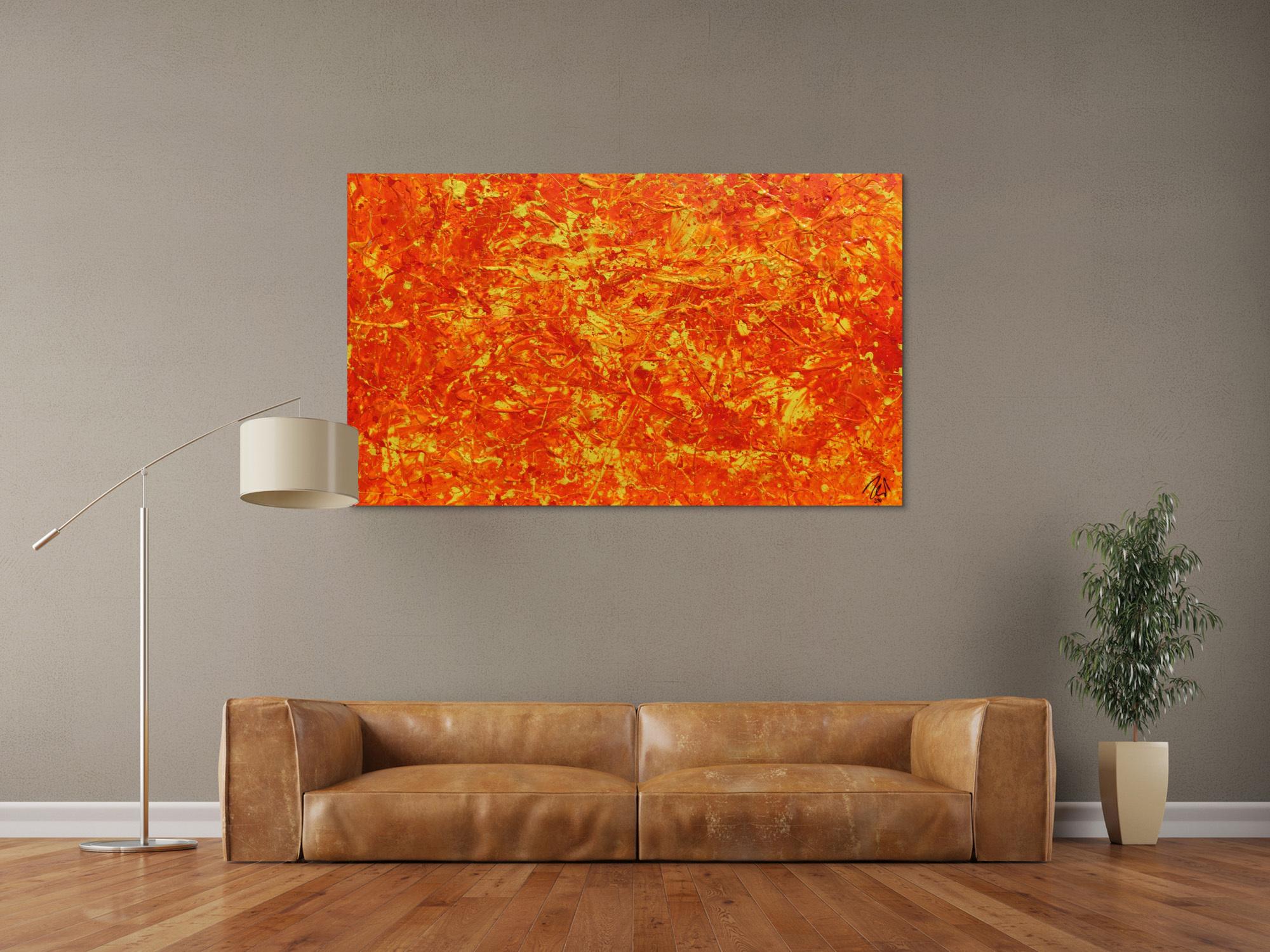 Modernes abstraktes Acrylbild in orange