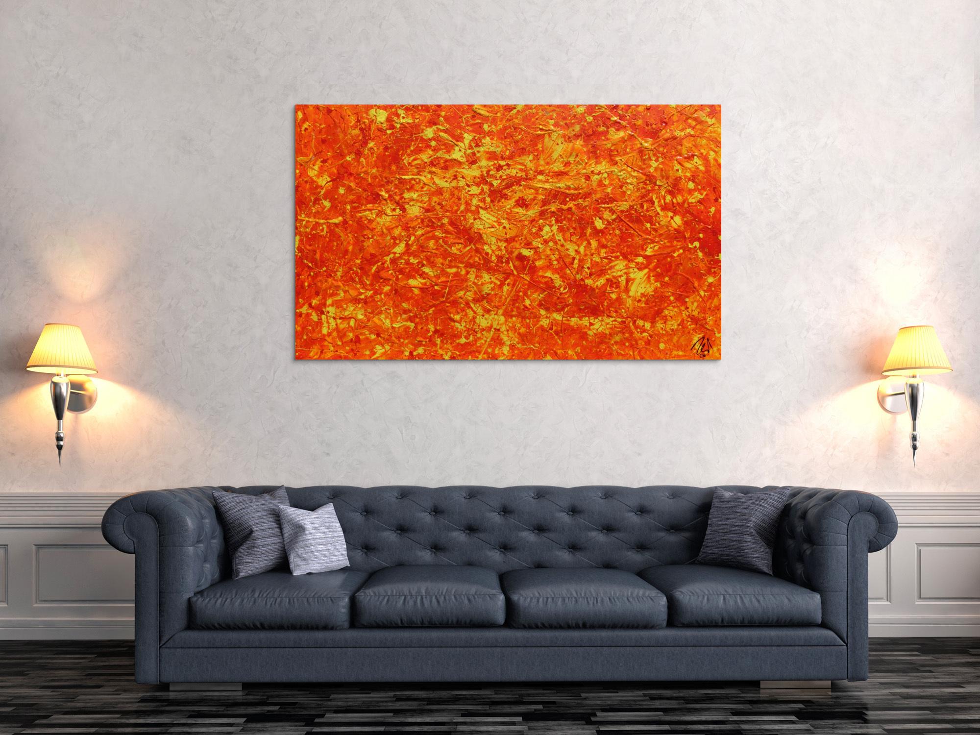 Modernes abstraktes Acrylbild in orange