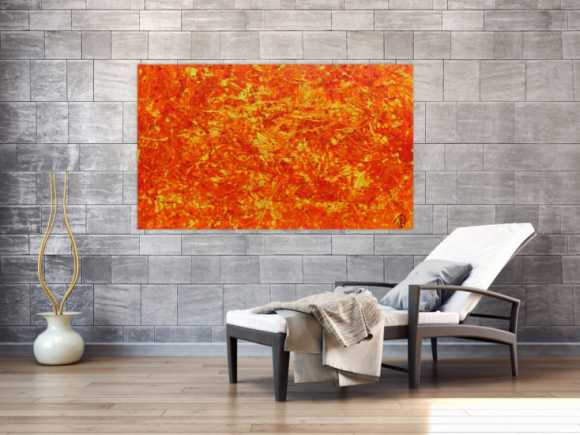 Modernes abstraktes Acrylbild in orange