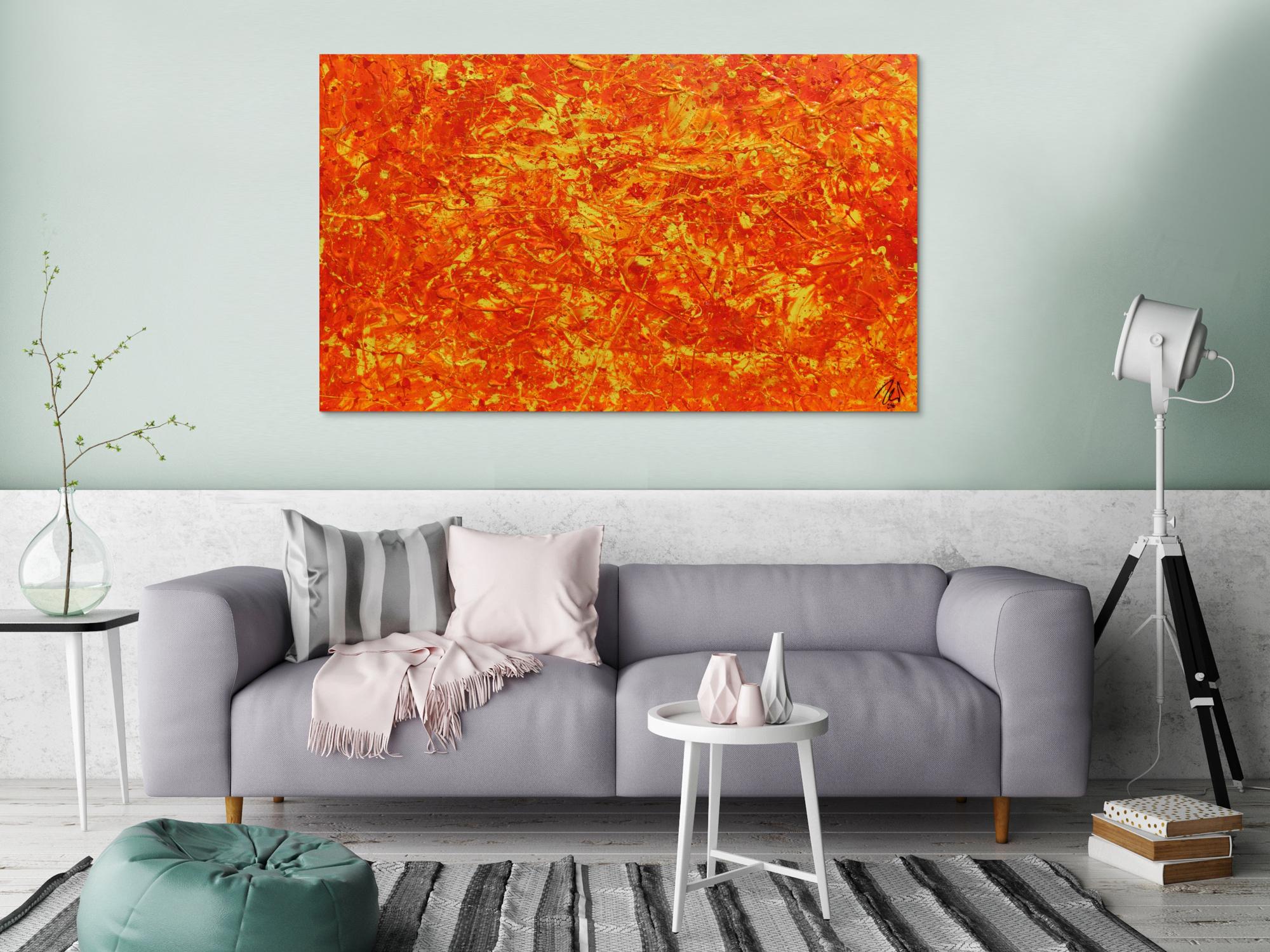 Modernes abstraktes Acrylbild in orange