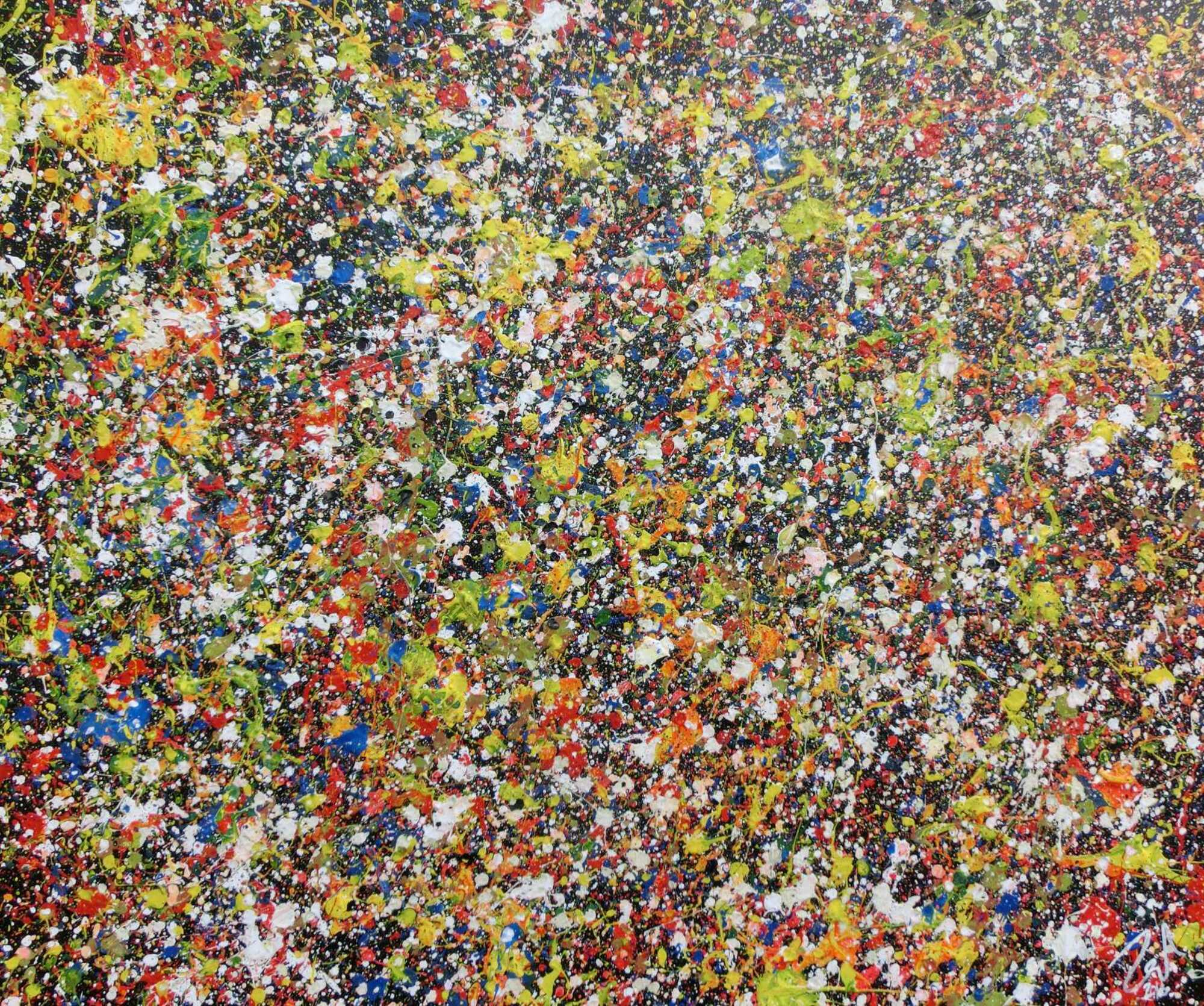 Sehr buntes abstraktes Acrylgemälde modern viele Farben