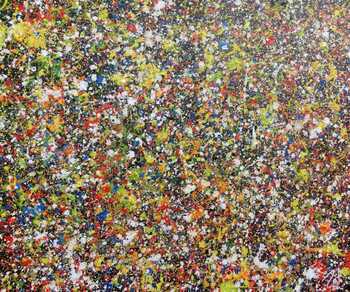 Sehr buntes abstraktes Acrylgemälde modern viele Farben