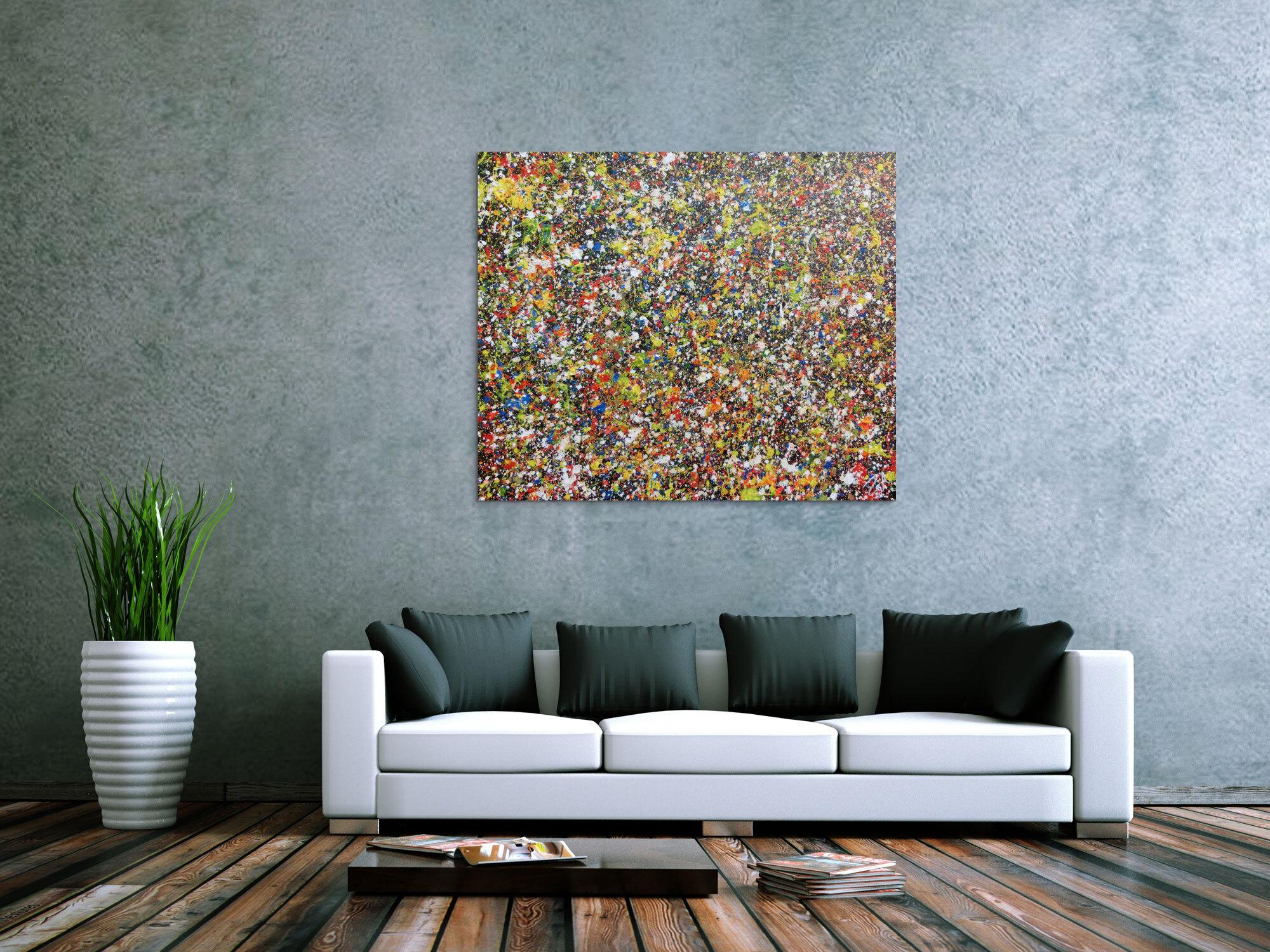 Sehr buntes abstraktes Acrylgemälde modern viele Farben