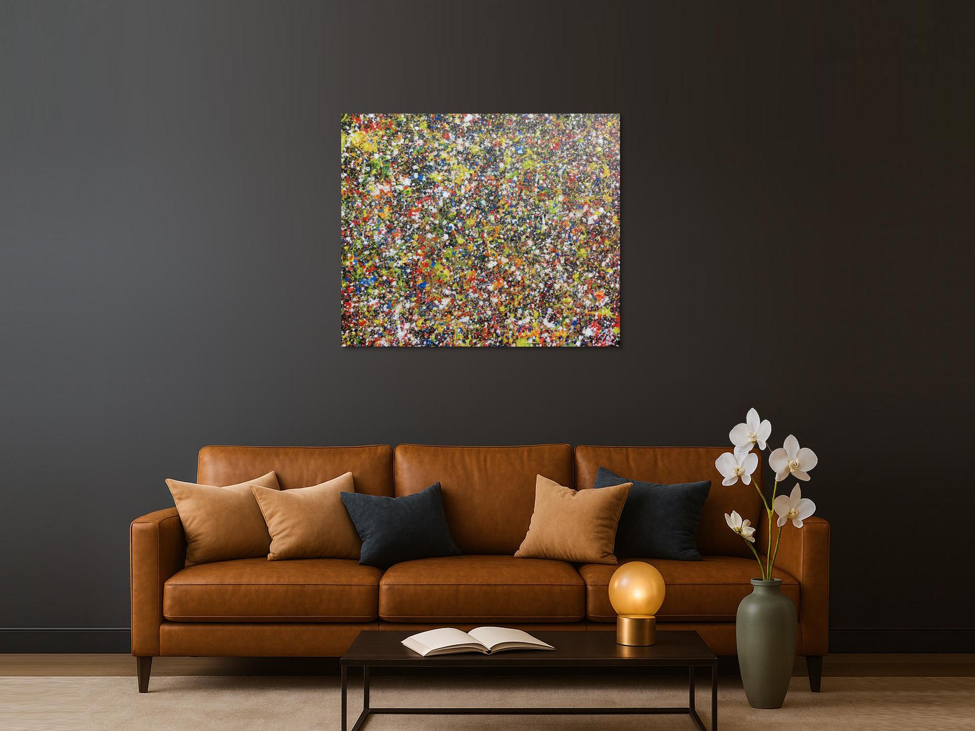 Sehr buntes abstraktes Acrylgemälde modern viele Farben