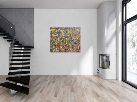 Sehr buntes abstraktes Acrylgemälde modern viele Farben