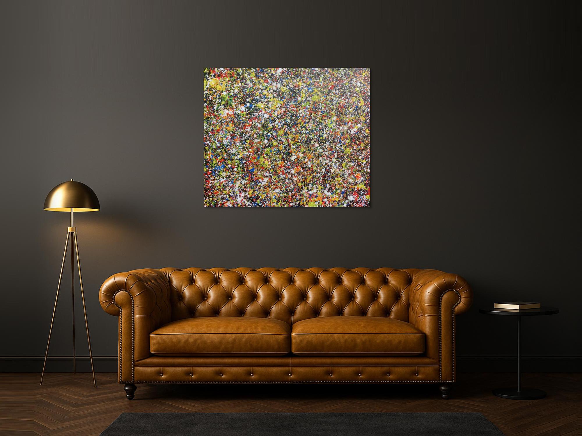 Sehr buntes abstraktes Acrylgemälde modern viele Farben