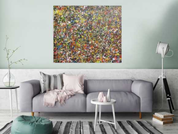 Sehr buntes abstraktes Acrylgemälde modern viele Farben