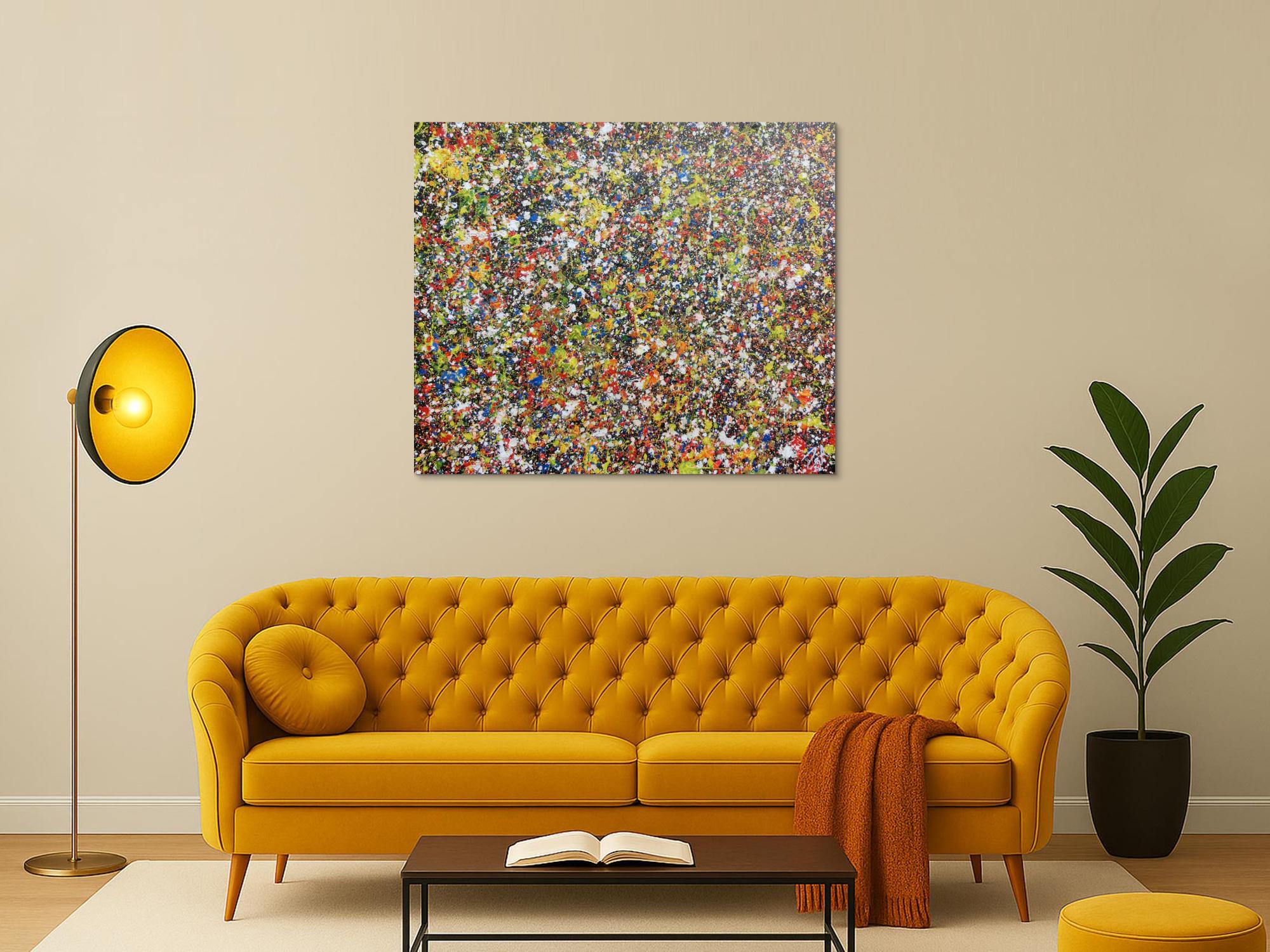 Sehr buntes abstraktes Acrylgemälde modern viele Farben