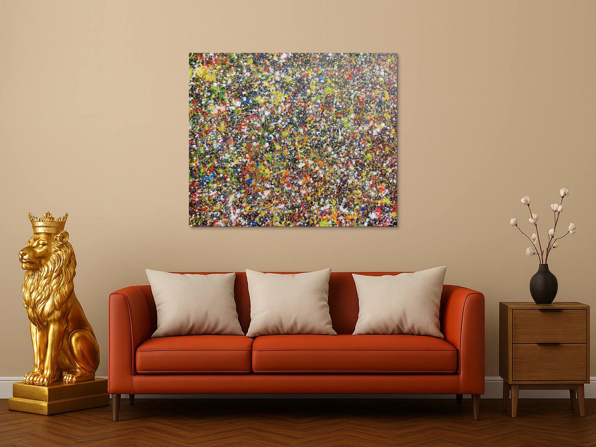 Sehr buntes abstraktes Acrylgemälde modern viele Farben