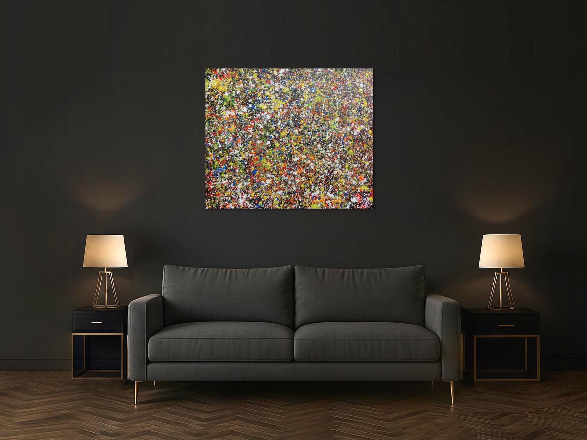 Sehr buntes abstraktes Acrylgemälde modern viele Farben