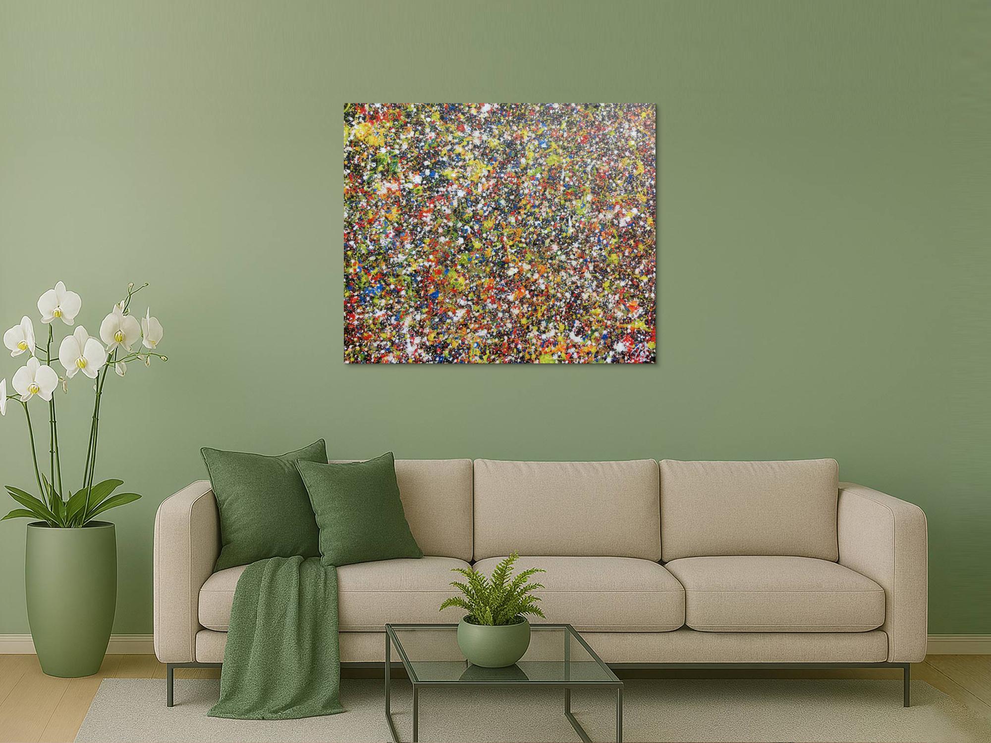 Sehr buntes abstraktes Acrylgemälde modern viele Farben