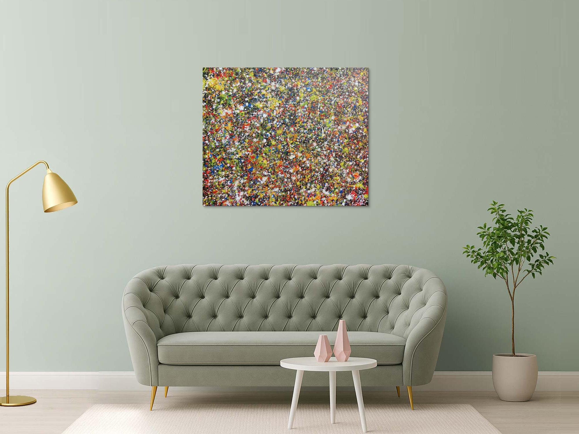 Sehr buntes abstraktes Acrylgemälde modern viele Farben