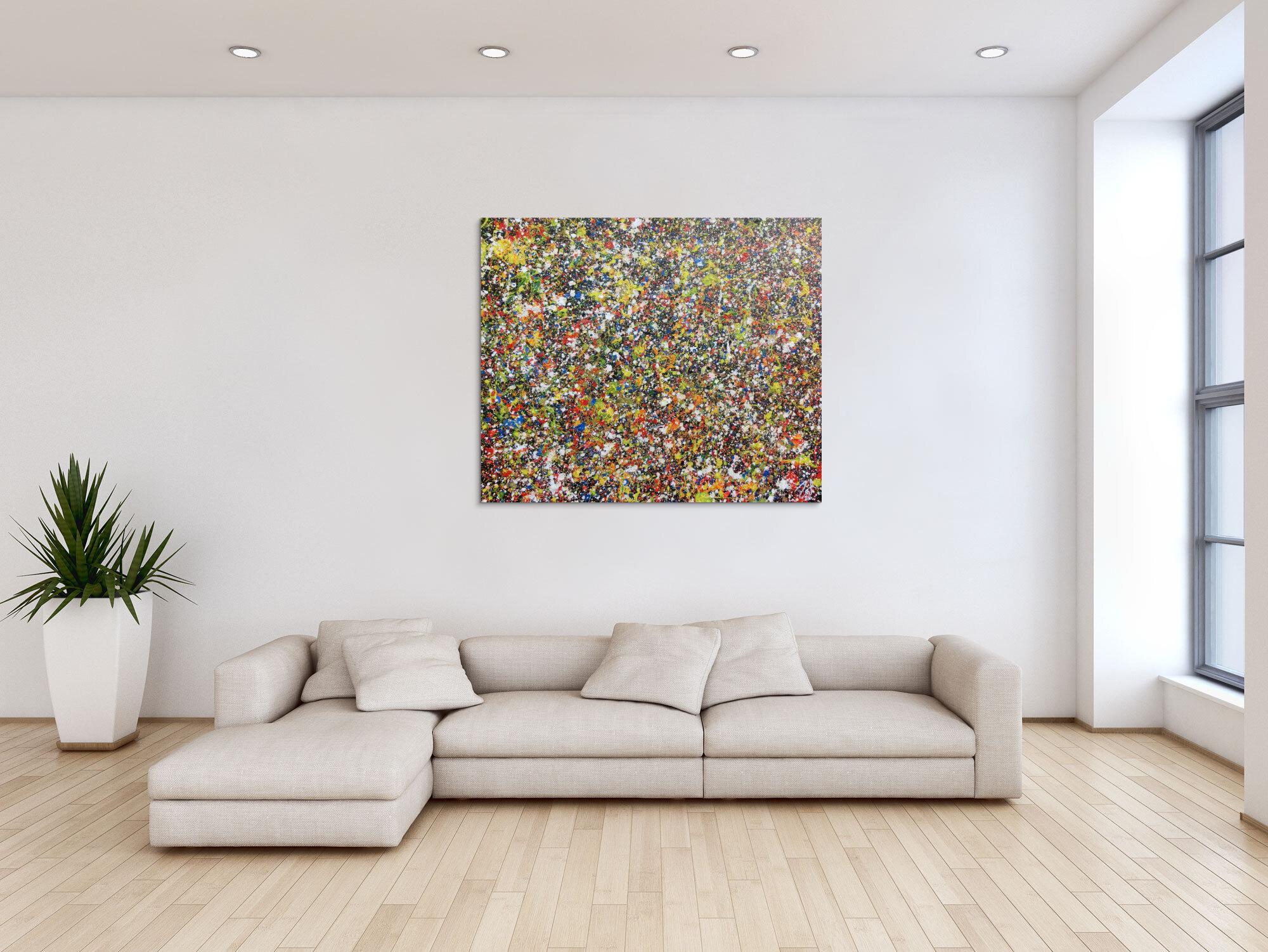 Sehr buntes abstraktes Acrylgemälde modern viele Farben