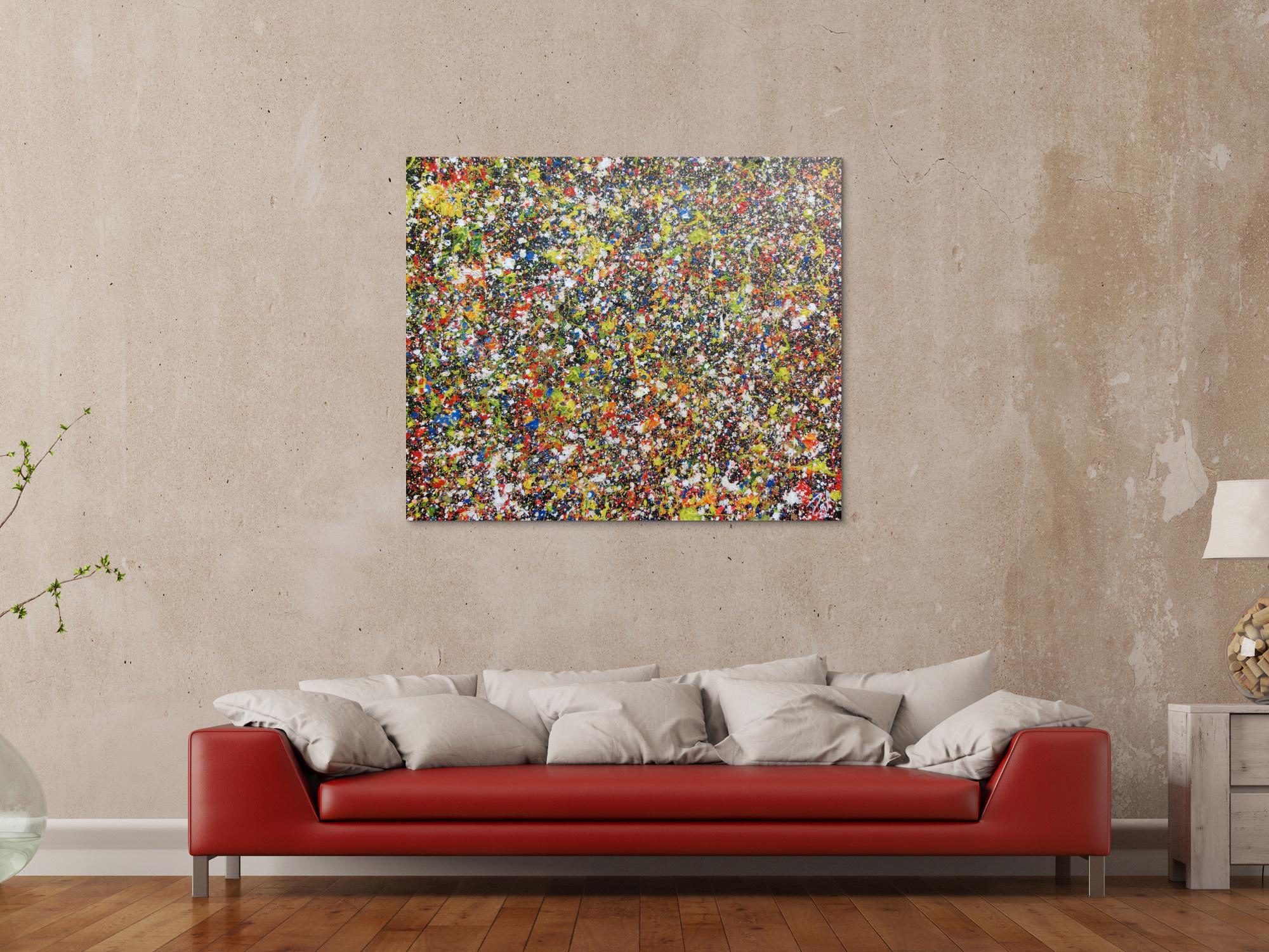 Sehr buntes abstraktes Acrylgemälde modern viele Farben