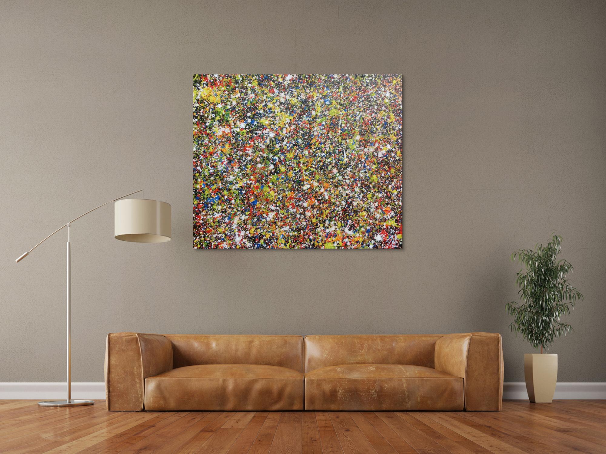 Sehr buntes abstraktes Acrylgemälde modern viele Farben