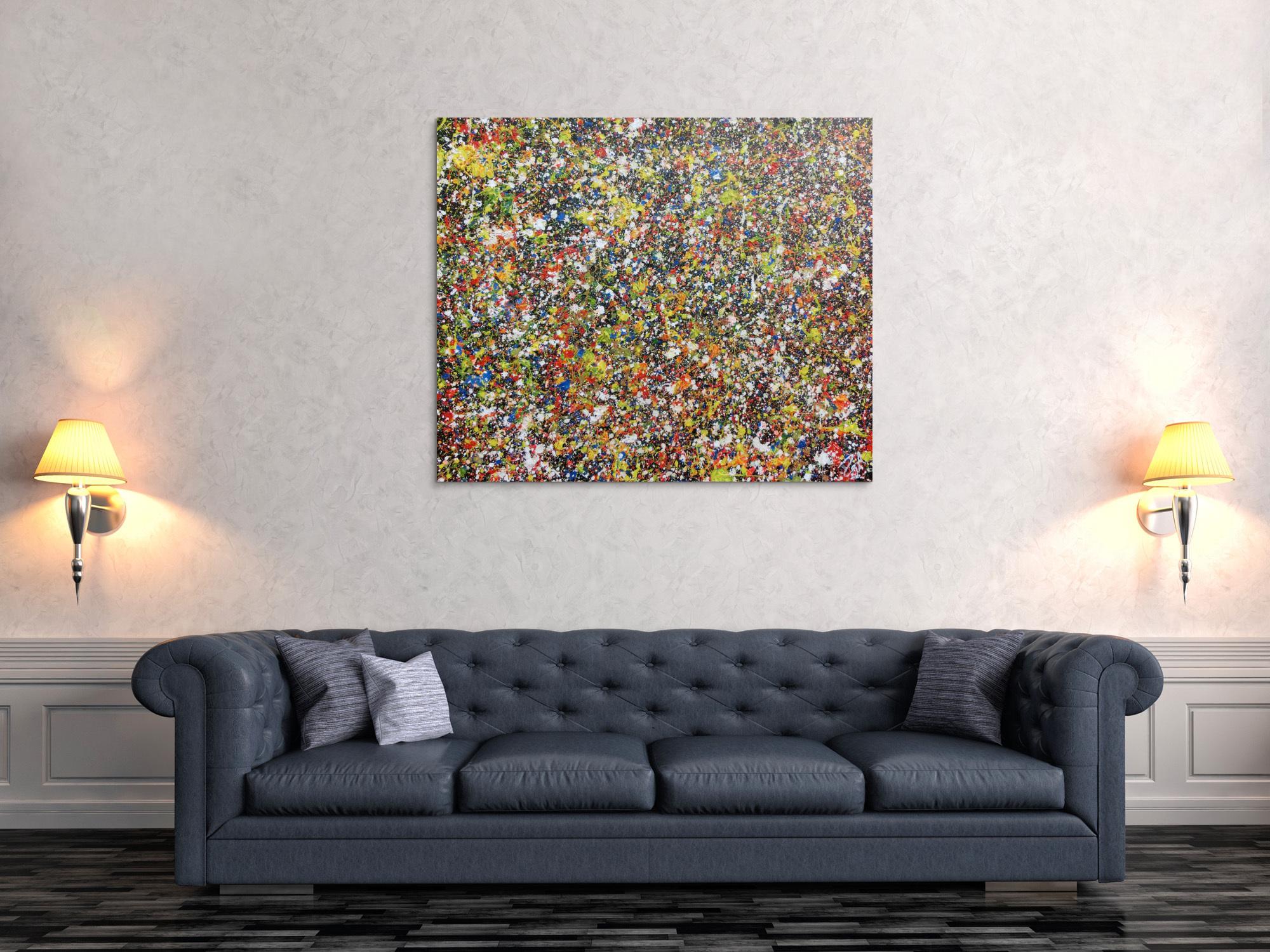 Sehr buntes abstraktes Acrylgemälde modern viele Farben