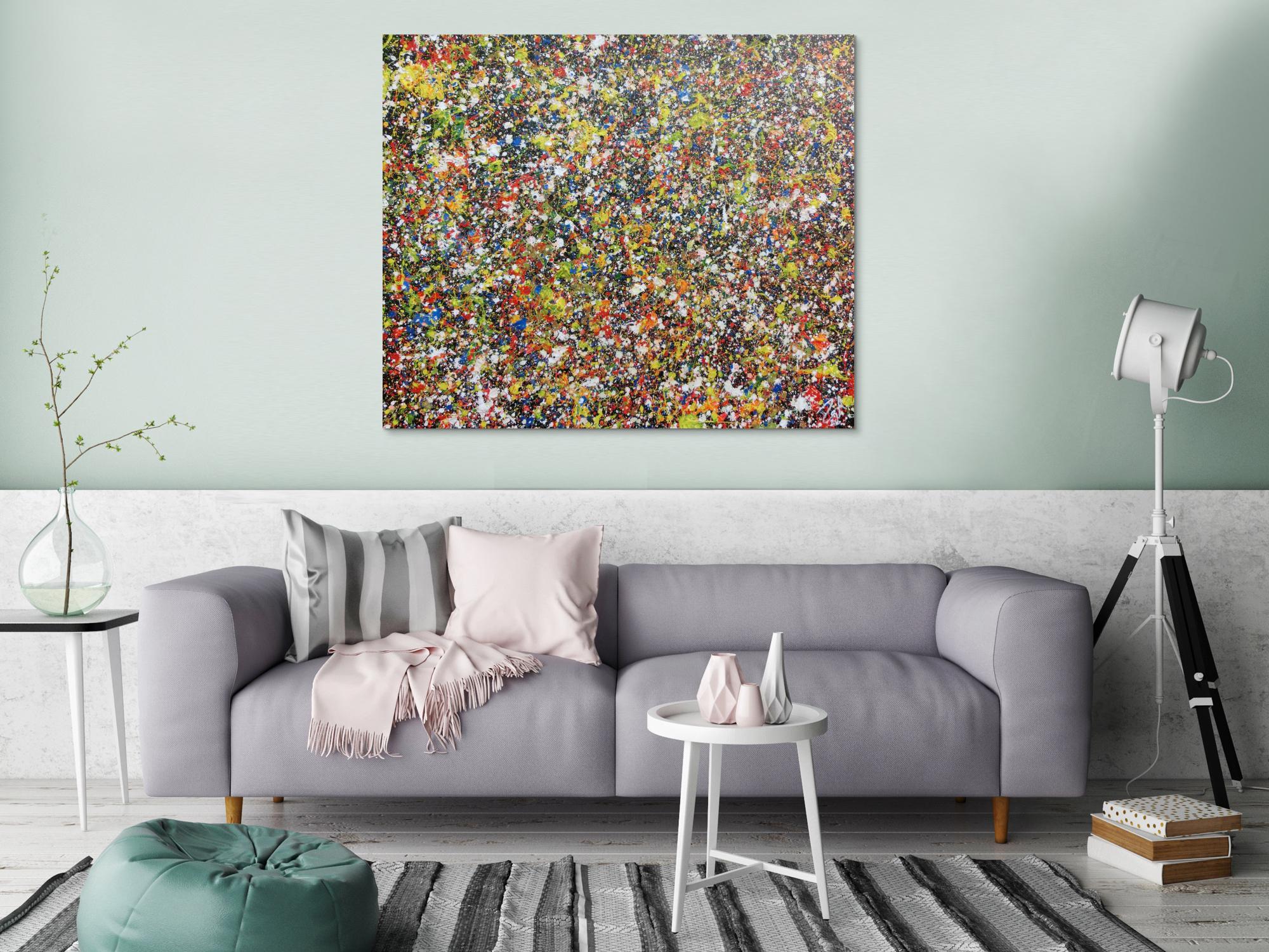 Sehr buntes abstraktes Acrylgemälde modern viele Farben