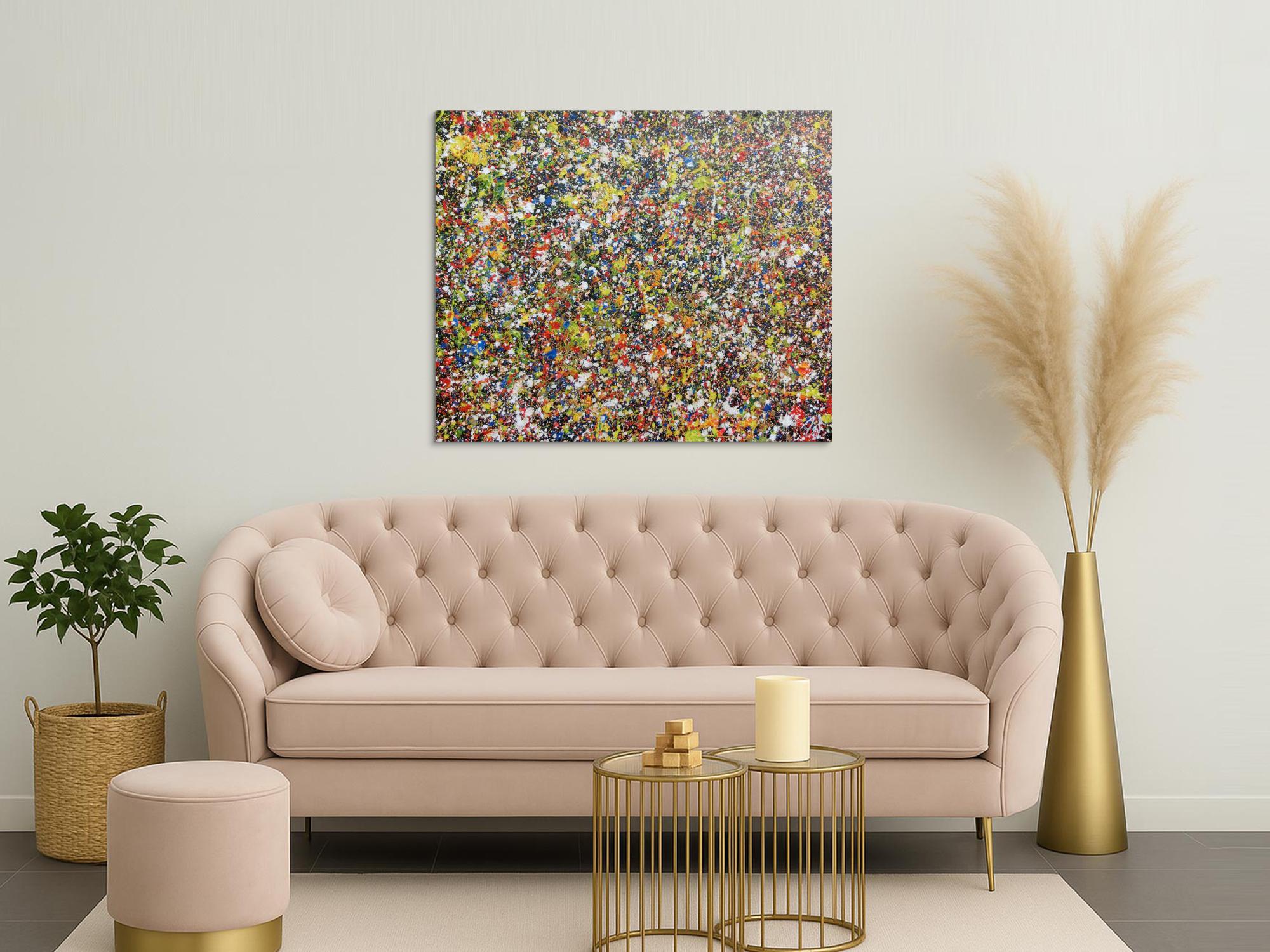 Sehr buntes abstraktes Acrylgemälde modern viele Farben