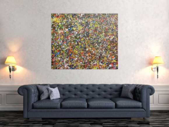 Sehr buntes abstraktes Acrylgemälde modern viele Farben