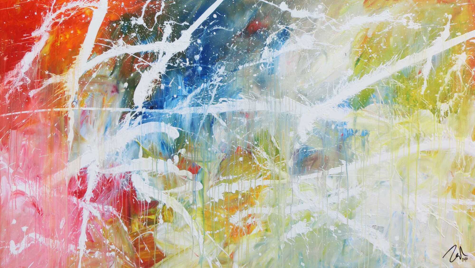 Helles abstraktes Acrylgemälde modern bunt zeitgenössisch